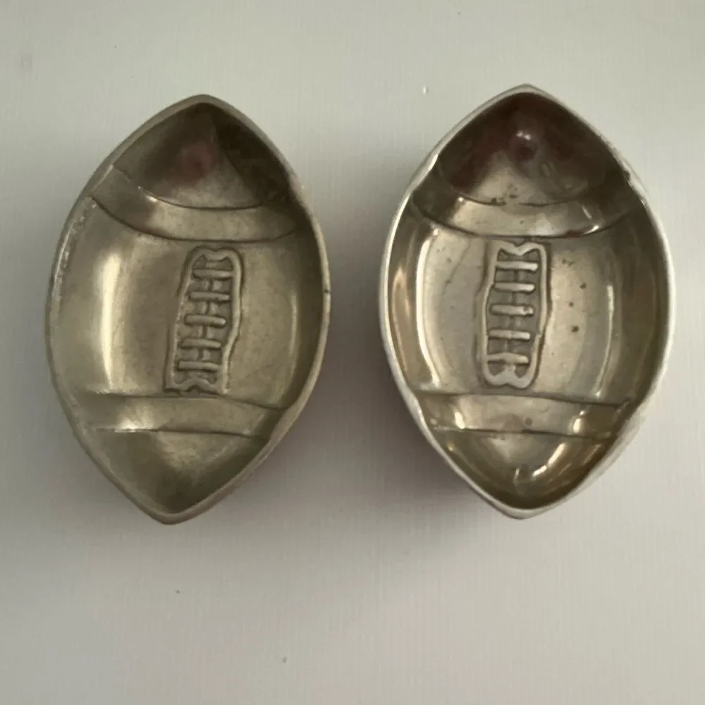 Pewter Football Shaped Trinket Dishes